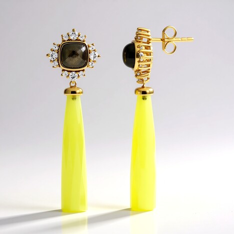 Orecchini in argento con Calcedonio Giallo (KM by Juwelo)