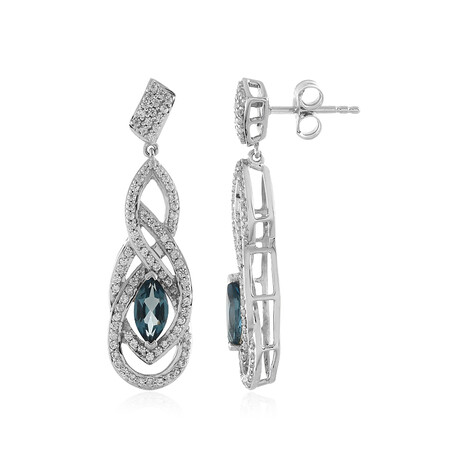 Londonblauer Topas-Silberohrringe