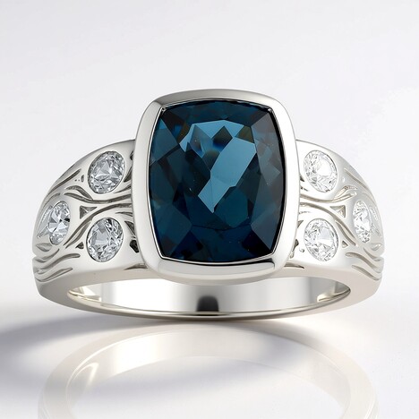 Bague en argent et Topaze bleu de Londres (de Melo Essence)