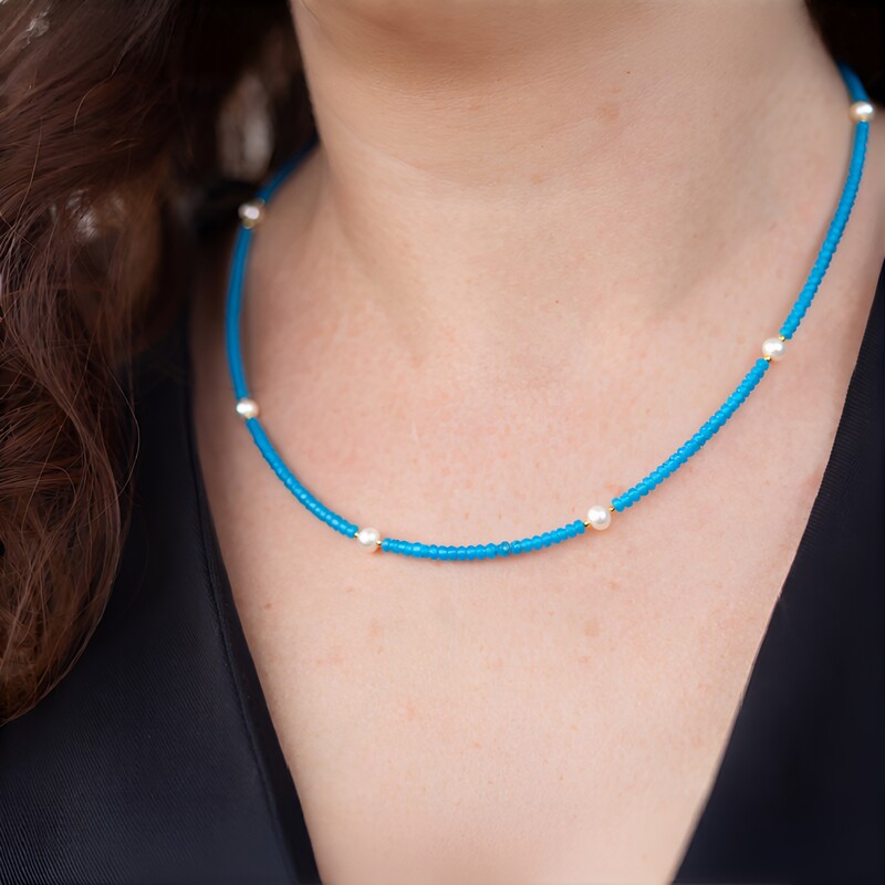 Collana in argento con Apatite Blu Neon
