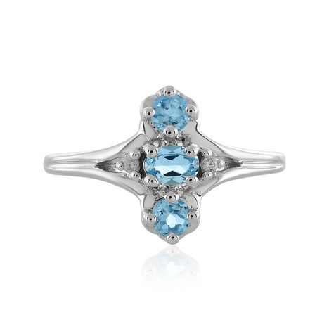 Anillo en plata con Topacio azul suizo