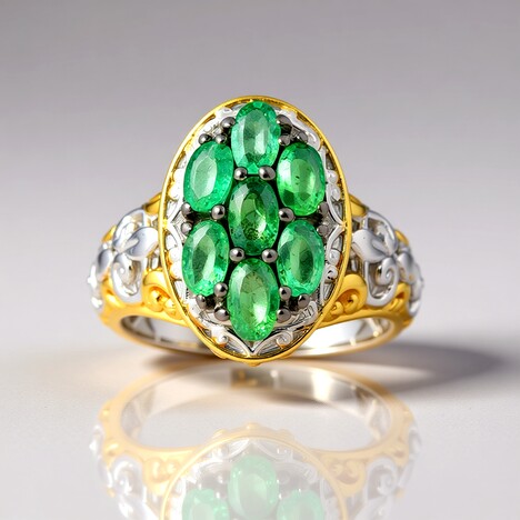 Anello in argento con Smeraldo Zambia (Gems en Vogue)