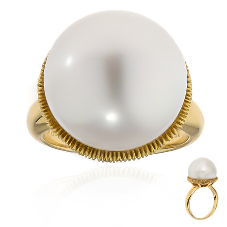 Weiße Südseeperlen-Goldring (Michelle Albala)