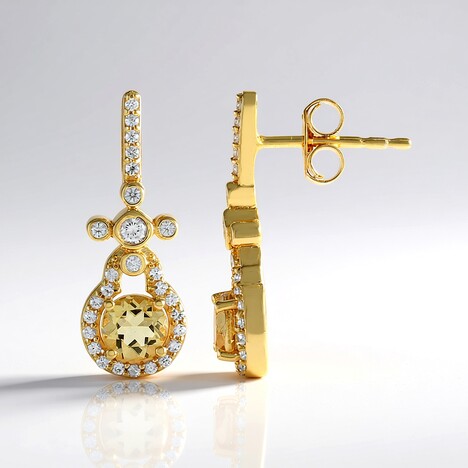 Boucles d'oreilles en argent et Béryl jaune