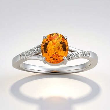 Anillo en oro con Zafiro naranja de Ban Ka Cha