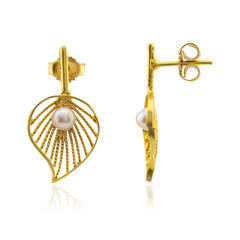 Pendientes en plata con Perla blanca Freshwater (Joias do Paraíso)