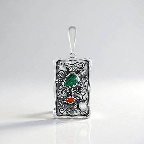 Ciondolo in argento con Malachite (Desert Chic)