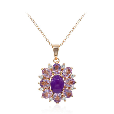 Purpurfarbener Chalzedon-Silberhalskette