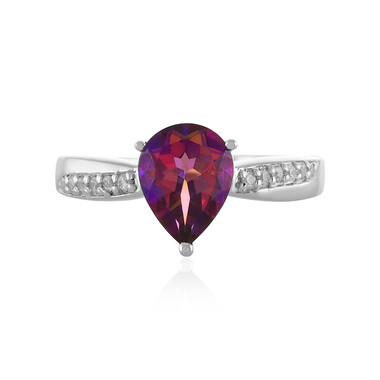 Bague en argent et Topaze mystique pourpre