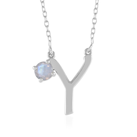 Collier en argent et Pierre de Lune arc-en-ciel