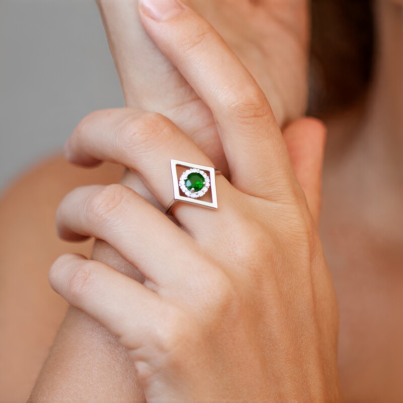 Russischer Diopsid-Silberring