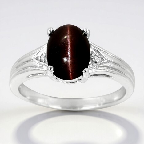 Bague en argent et Scapolite œil-de-chat