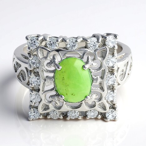 Anello in argento con Crisoprasio Imperiale