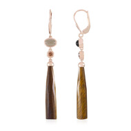 Boucles d'oreilles en argent et Calcédoine chocolat (KM by Juwelo)