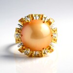 Anello in argento con Perla Mabé Dorata (Gems en Vogue)