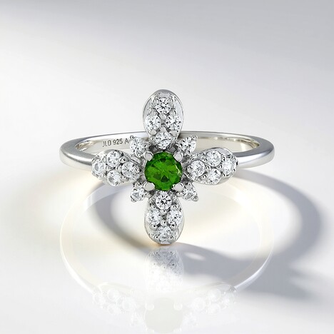 Anello in argento con Diopside Russo