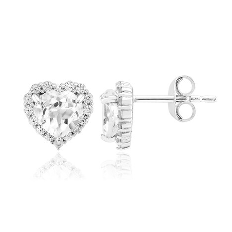 White Topaz Silver Earrings