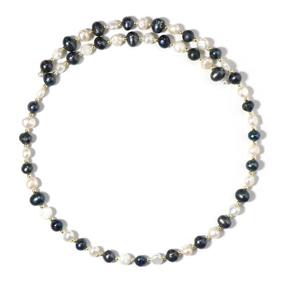 Collana rigida in acciaio con Perla Nera di Acqua Dolce (Riya)