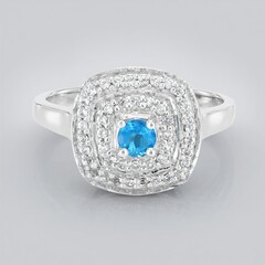 Bague en argent et Apatite bleu néon