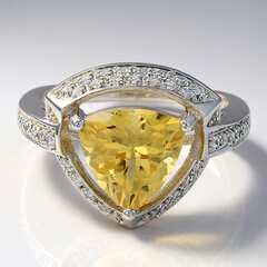 Anello placcato in platino con Quarzo
