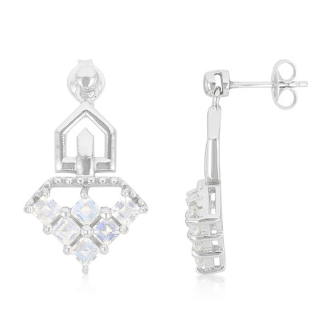 Zilveren oorbellen met regenboog maanstenen