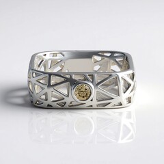 Anello in argento con Diamante Champagne I2 (Ornaments by de Melo)