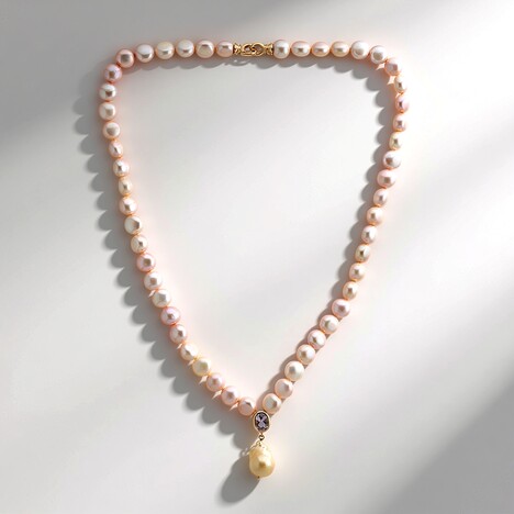 Collana in argento con Perla d'Acqua Dolce Arancione (TPC)