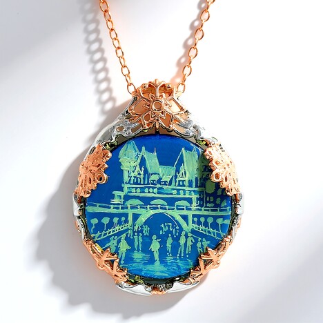 Collana in argento con Ambra Blu (Gems en Vogue)