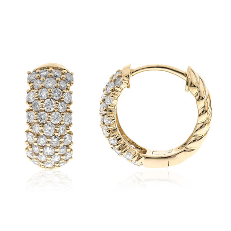 Gouden oorbellen met SI1 (H) Diamanten