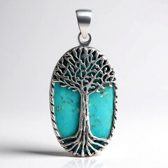 Pendentif en argent et Turquoise bleue de Mohavie