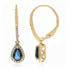 Gouden oorbellen met Blauwe Ceylon saffieren