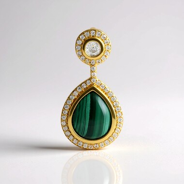 Ciondolo in argento con Malachite (Adela Silber)