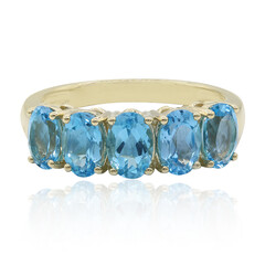 Anillo en oro con Topacio azul suizo