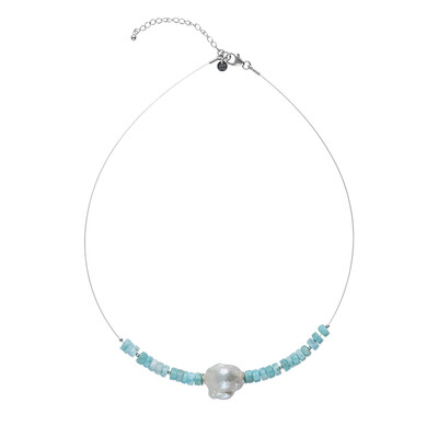 Collana in argento con Perla d'Acqua Dolce Bianca