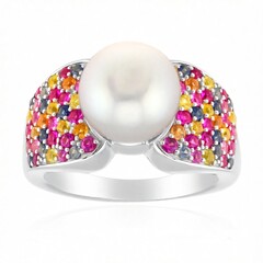 Bague en or et Perle argentée des mers du sud (Michelle Albala)