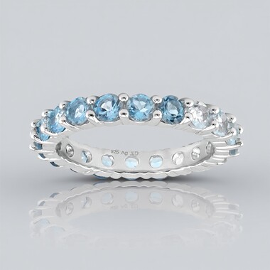 Anillo en plata con Topacio azul cielo