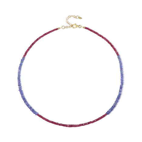 Zilveren halsketting met robijnen