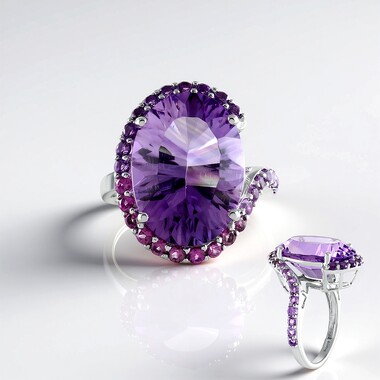 Zilveren ring met een amethist