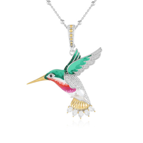 Zilveren halsketting met witte topaasstenen (Dallas Prince Designs)