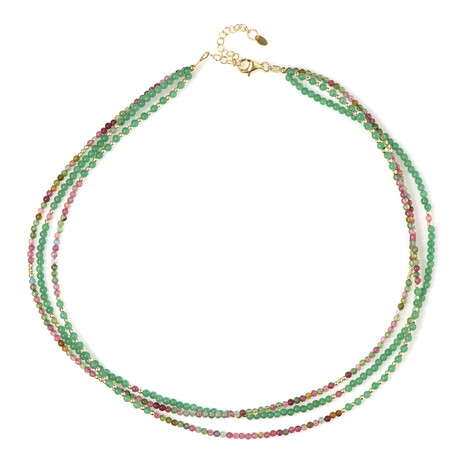 Zilveren halsketting met Groene Aventurijnen (Riya)