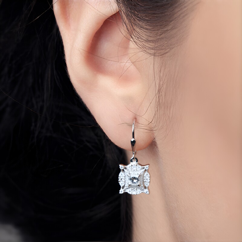 Weißer Saphir-Silberohrringe