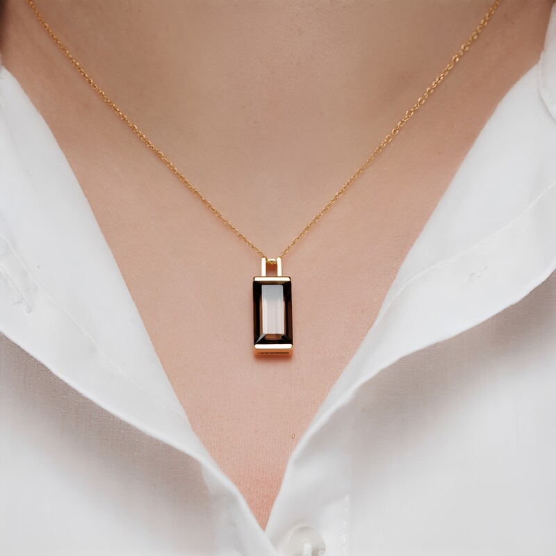 Mehrfarbiger Quarz-Silberanhänger (MONOSONO COLLECTION)