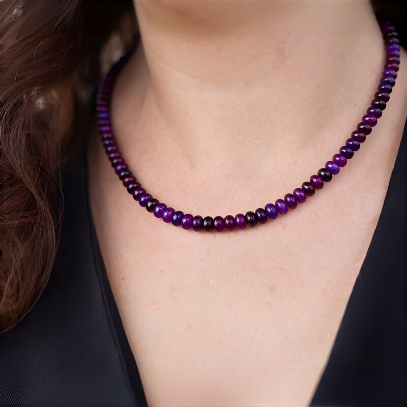 Purpurfarbener Quarz-Silberhalskette