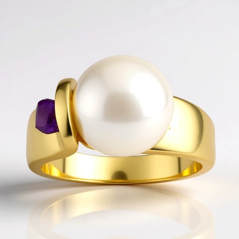 Anello in oro con Perla Bianca dei Mari del Sud (Michelle Albala)