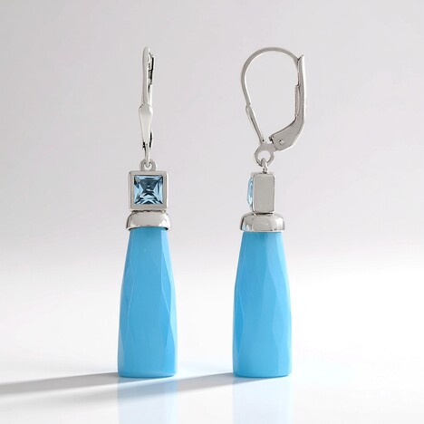 Orecchini in argento con Calcedonio Blu (KM by Juwelo)