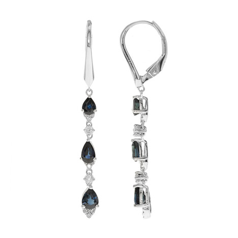 Pendientes en oro con Zafiro azul Ceylon