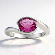 Anillo en plata con Fluorita rosa