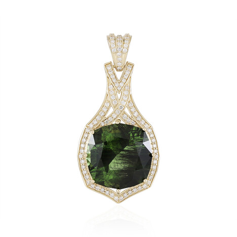 Ludwigit-Peridot-Goldanhänger (de Melo)