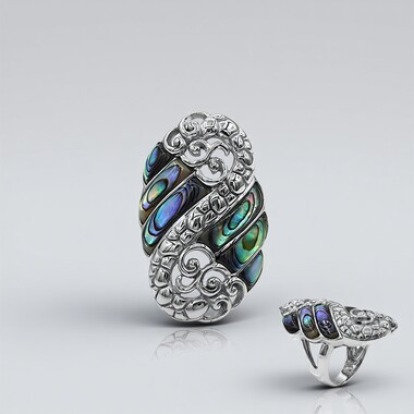 Anello in argento con Conchiglia Abalone (Art of Nature)