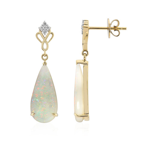 18K Brazilian White Opal Gold Earrings